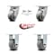 Service Caster 4 Inch Kingpinless Thermoplastic Rubber Wheel Caster Swivel Locks 2 Rigid, 2PK SCC-KP30S420-TPRRD-BSL-2-R-2 - alternate 4